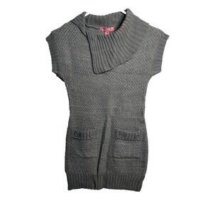cherry‎ stix womens grey sweater dress size medium short sleeve pockets knit